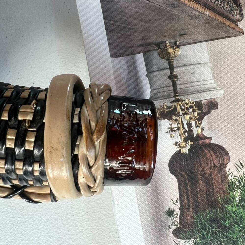 Vintage V Levante Bottle Spanish Woven Wicker Covered Brown Glass - Picture 8 of 13